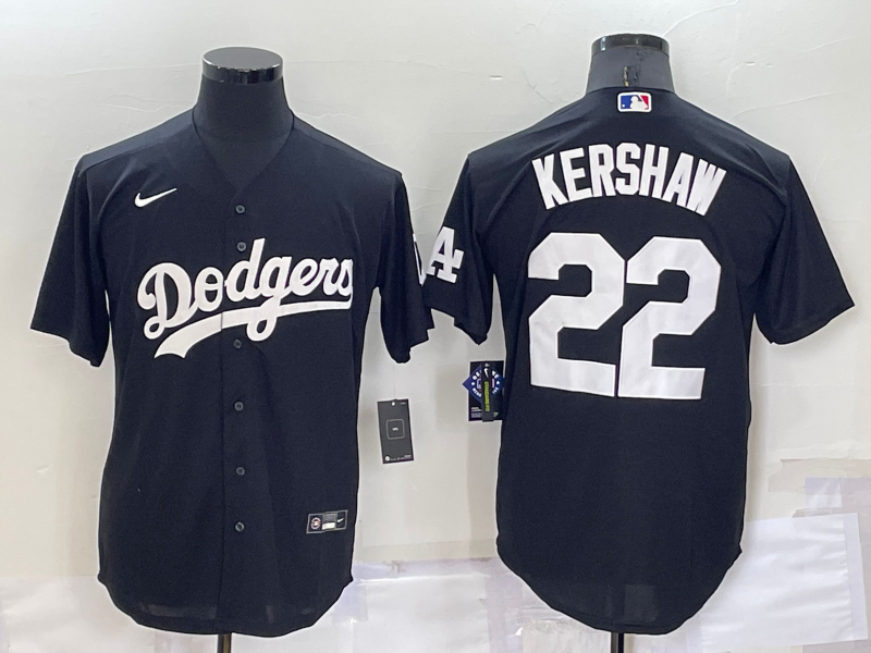 Men's Los Angeles Dodgers #22 Clayton Kershaw Black Cool Base Stitched Baseball Jersey Men's Los Angeles Dodgers #22 Clayton Kershaw Black Cool Base Stitched Baseball Jersey